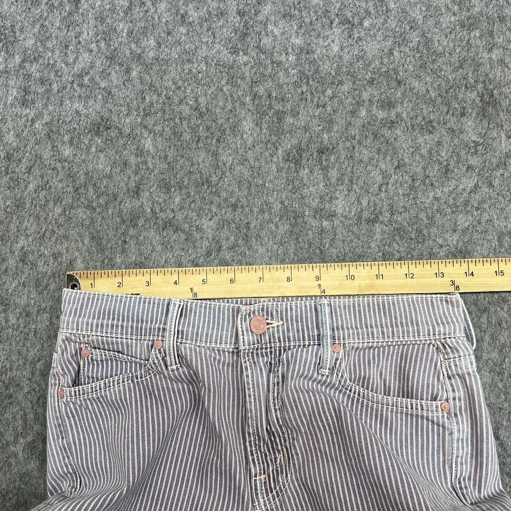 Mother Jeans Womens 25 Pink Stripe Rascal Ankle Snippet Raw Hem Stretch Denim - Picture 13 of 16